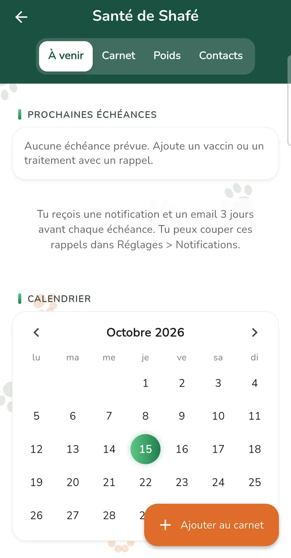 Écran Santé de Shafé : prochaines échéances et calendrier